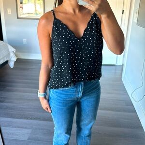 Satin polka dot tank top